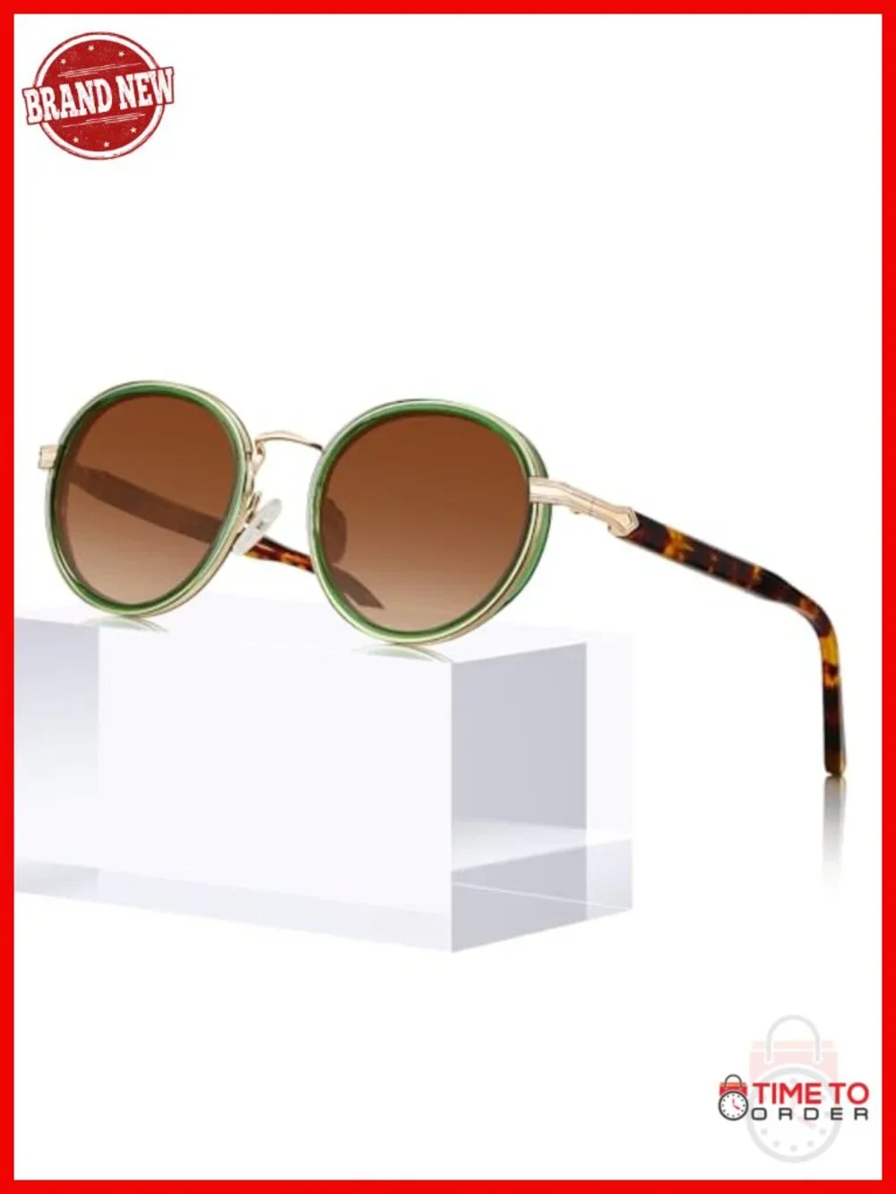 Retro Round Sunglasses Polarized UV Protection Acetate-Metal Frame Designer